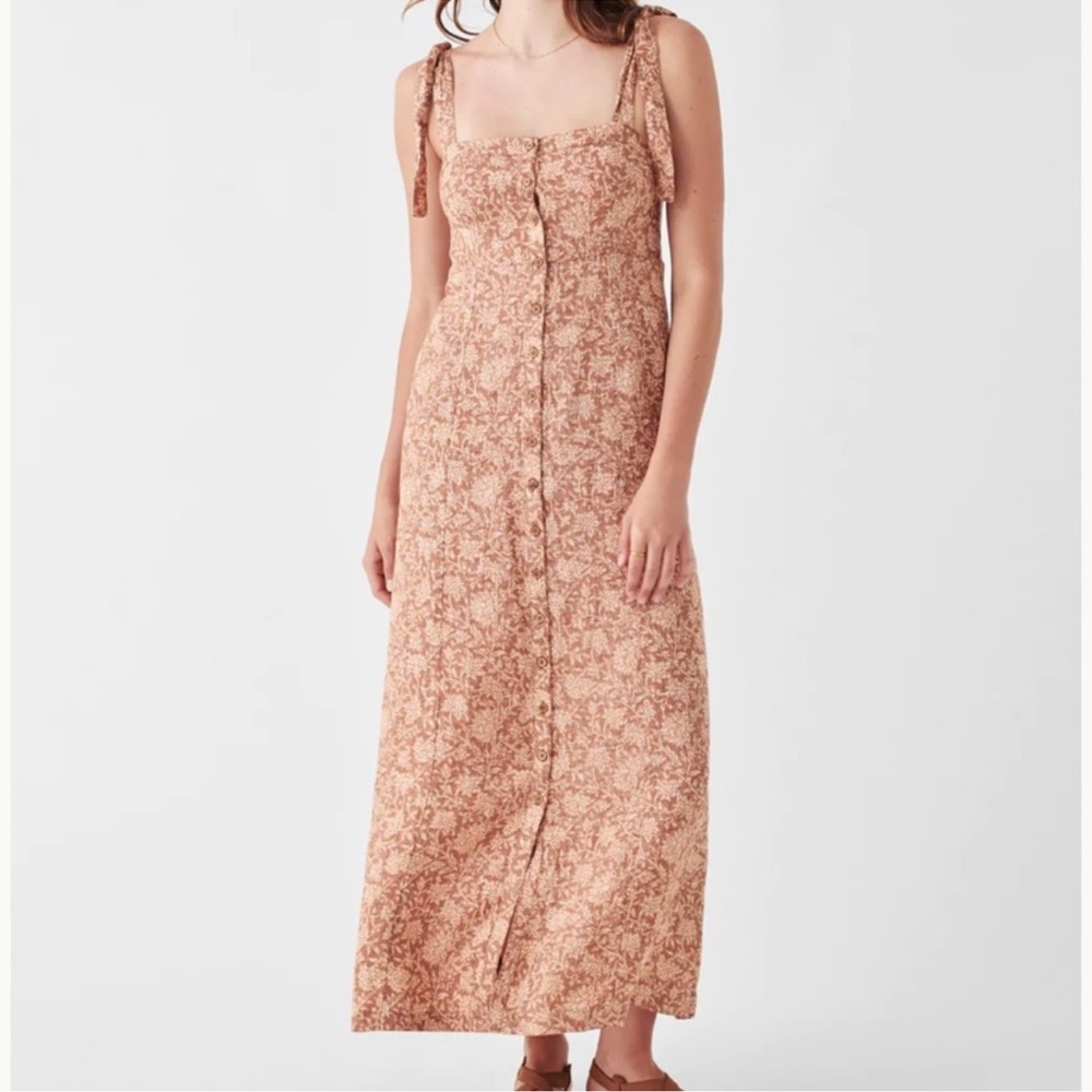 NWOT Faherty Kendall Linen Dress Bronze Riviera Floral Size L